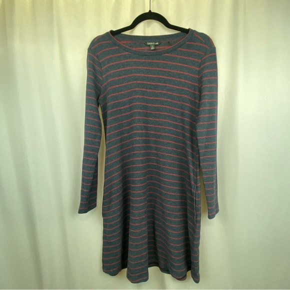 Toad&Co Dress Foothills Long Sleeve Waffle Knit Navy Red Organic Cotton Small - Picture 14 of 15